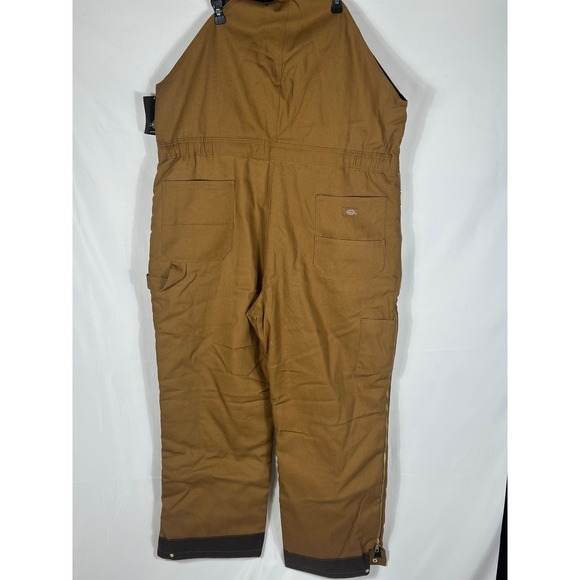 Dickies Men Brown Quilted Flannel Lined Bib Overalls Workwear Pants NWOT XXL - Picture 2 of 2